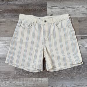 Anthropologie Pilcro Striped Denim Shorts Cream High Rise Boyfriend Preppy 28